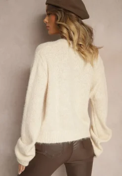 Beżowy Klasyczny Kardigan o Prostym Kroju Riavara