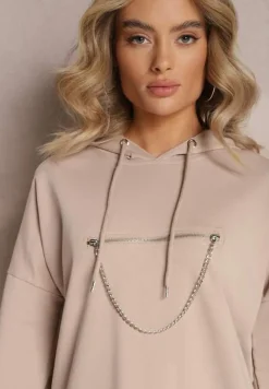 Beżowy Komplet Dresowy z Bawełny Epique