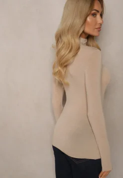 Beżowy Lekki Golf Bawełniany Tinthelia