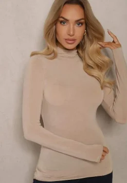 Beżowy Lekki Golf Bawełniany Tinthelia