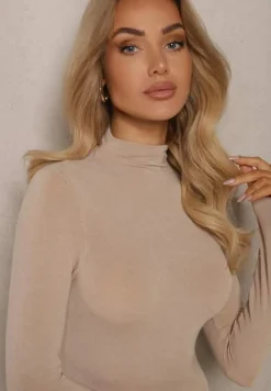 Beżowy Lekki Golf Bawełniany Tinthelia