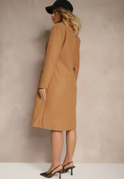 Beżowy Płaszcz Dwurzędowy Aminirn