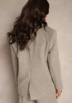 Beżowy Płaszcz Marynarka o Jednorzędowym Kroju Avalenta