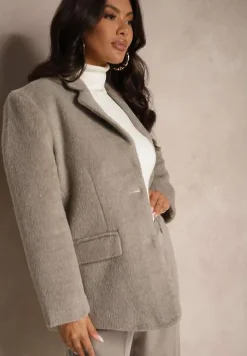 Beżowy Płaszcz Marynarka o Jednorzędowym Kroju Avalenta