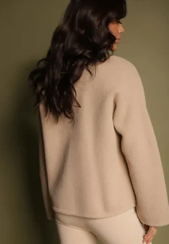 Beżowy Rozpinany Kardigan z Wiskozą Hanneth