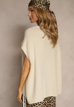 Beżowy Sweter z Bawełną w Stylu Nietoperza Nilariella