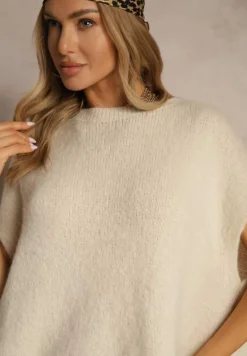 Beżowy Sweter z Bawełną w Stylu Nietoperza Nilariella