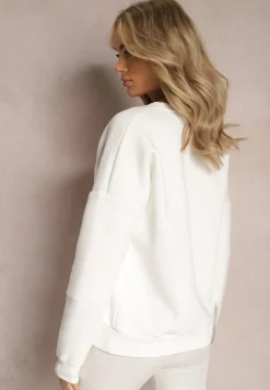 Biała Bawełniana Bluza z Łańcuszkiem Eleutia