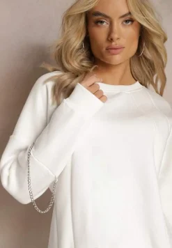 Biała Bawełniana Bluza z Łańcuszkiem Eleutia