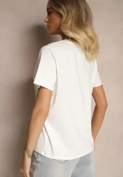 Biała Bawełniana Bluzka Ozdobiona Sercem z Cyrkonii Marionella