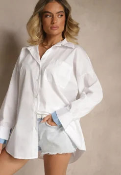 Biała Bawełniana Koszula Typu Oversize Ronmira