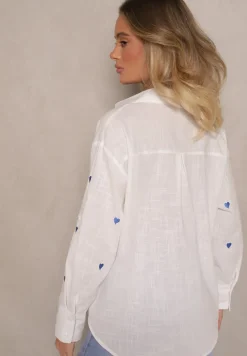 Biała Bawełniana Koszula w Serca Elearose