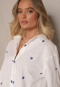 Biała Bawełniana Koszula w Serca Elearose