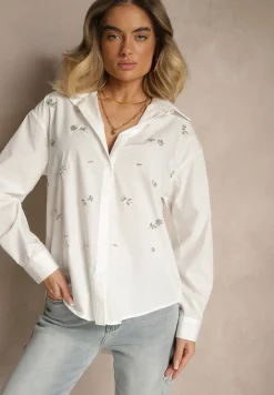 Biała Bawełniana Koszula Z Ozdobnymi Naszywkami Katirina