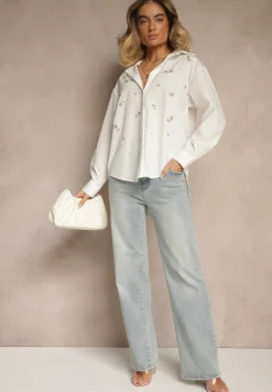Biała Bawełniana Koszula Z Ozdobnymi Naszywkami Katirina