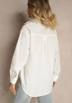 Biała Bawełniana Koszula Z Ozdobnymi Naszywkami Katirina