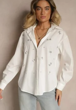 Biała Bawełniana Koszula Z Ozdobnymi Naszywkami Katirina