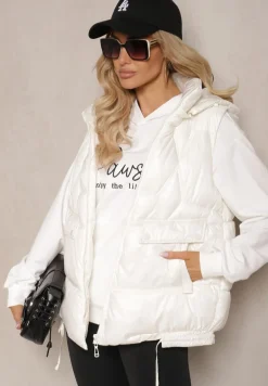 Biała Bluza z Bawełną Kapturem i Napisem Gelabrina