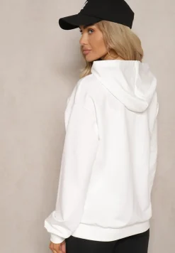 Biała Bluza z Bawełną Kapturem i Napisem Gelabrina