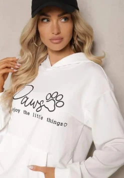 Biała Bluza z Bawełną Kapturem i Napisem Gelabrina