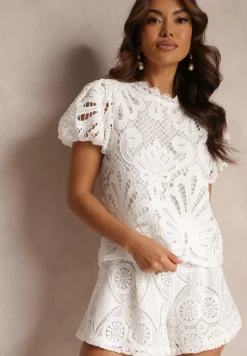 Biała Bluzka Koronkowa Fanoos