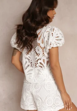 Biała Bluzka Koronkowa Fanoos