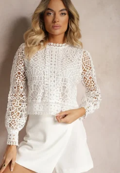Biała Bluzka Koronkowa Nohames