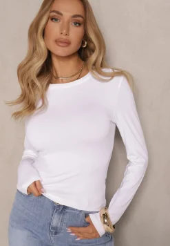 Biała Bluzka Longsleeve z Bawełny Avelfia