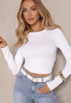 Biała Bluzka Longsleeve z Bawełny Avelfia