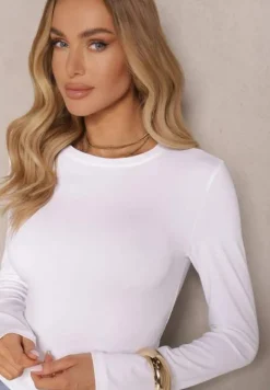 Biała Bluzka Longsleeve z Bawełny Avelfia