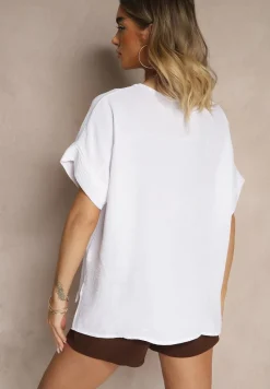 Biała Bluzka w Stylu Nietoperza Fadeasia