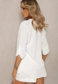 Biała Bluzka z Guzikami z Tkaniny Plumeti Jorale