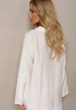 Biała Bluzka z Wiskozy w Stylu Koszuli Zapinana na Guziki Aviessa