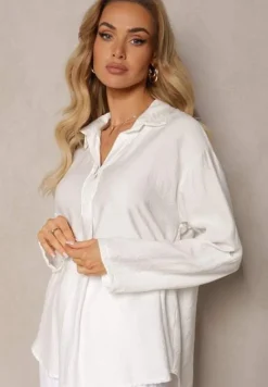 Biała Bluzka z Wiskozy w Stylu Koszuli Zapinana na Guziki Aviessa