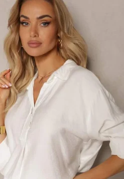 Biała Bluzka z Wiskozy w Stylu Koszuli Zapinana na Guziki Aviessa