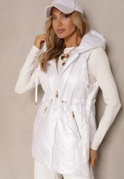 Biała Kamizelka z Lekkim Pikowaniem i Kapturem Nieodpinanym Lisarivia