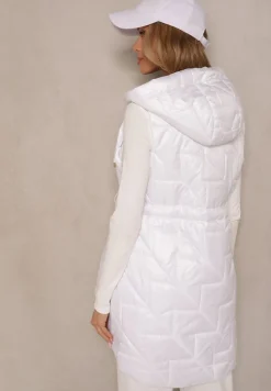 Biała Kamizelka z Lekkim Pikowaniem i Kapturem Nieodpinanym Lisarivia