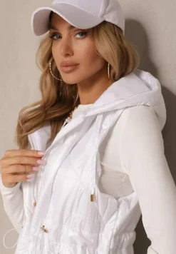 Biała Kamizelka z Lekkim Pikowaniem i Kapturem Nieodpinanym Lisarivia