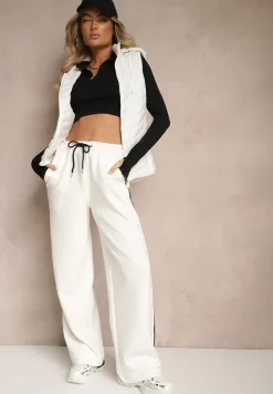 Biała Kamizelka z Ozdobnym Pikowaniem i Kapturem z Możliwością Odpięcia Ninaviona