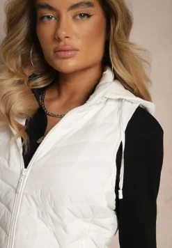 Biała Kamizelka z Ozdobnym Pikowaniem i Kapturem z Możliwością Odpięcia Ninaviona