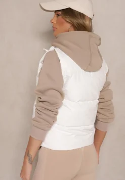 Biała Kamizelka z Wysokim Kołnierzem i Suwakiem z Ozdobą Aklaria