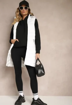 Biała Kamizelka z z Odpinanym Kapturem Ozdobiona Pikowaniem Ivathira