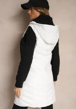 Biała Kamizelka z z Odpinanym Kapturem Ozdobiona Pikowaniem Ivathira