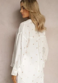 Biała Klasyczna Koszula Bawełniana z Dodatkiem Lnu Larnniea