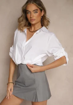 Biała Klasyczna Koszula Oversize z Bawełny Liasora