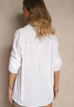 Biała Klasyczna Koszula Oversize z Bawełny Liasora