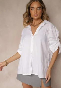 Biała Klasyczna Koszula Oversize z Bawełny Liasora
