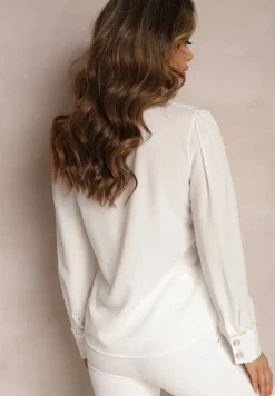 Biała Klasyczna Koszula Ozdobiona Perłami Ondinna