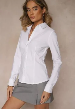 Biała Klasyczna Koszula Zapinana na Guziki Vikria