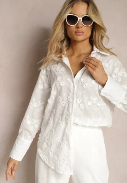 Biała Koszula Klasyczna z Haftowanymi Ozdobami Nexadia
